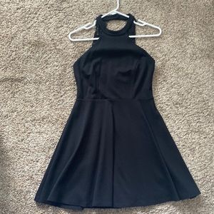 Black Halter Skater Dress w/ Lace Back
